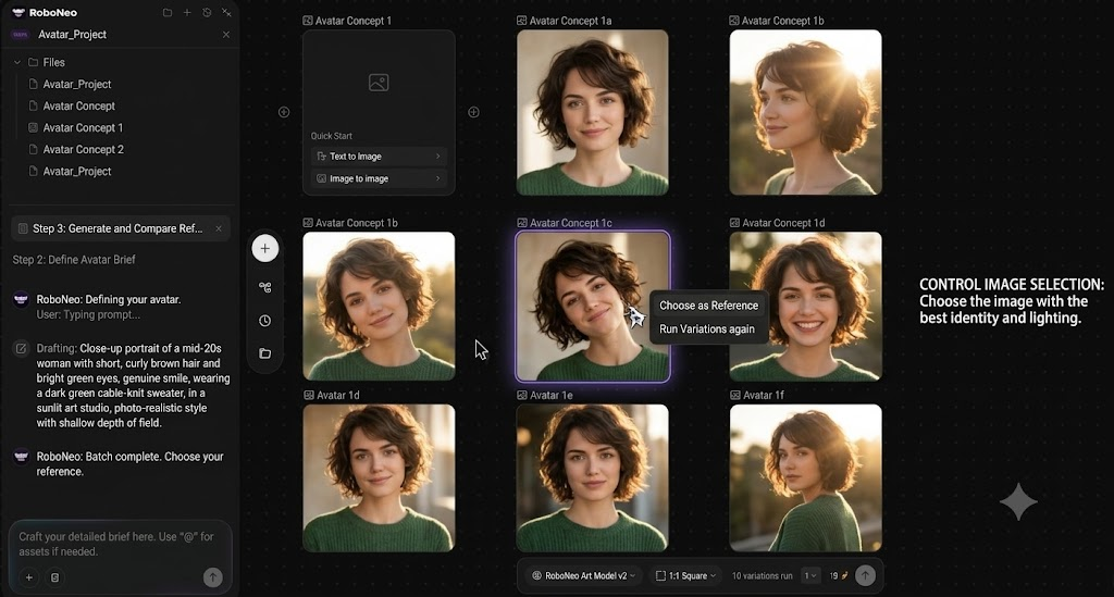RoboNeo AI avatar generator variations