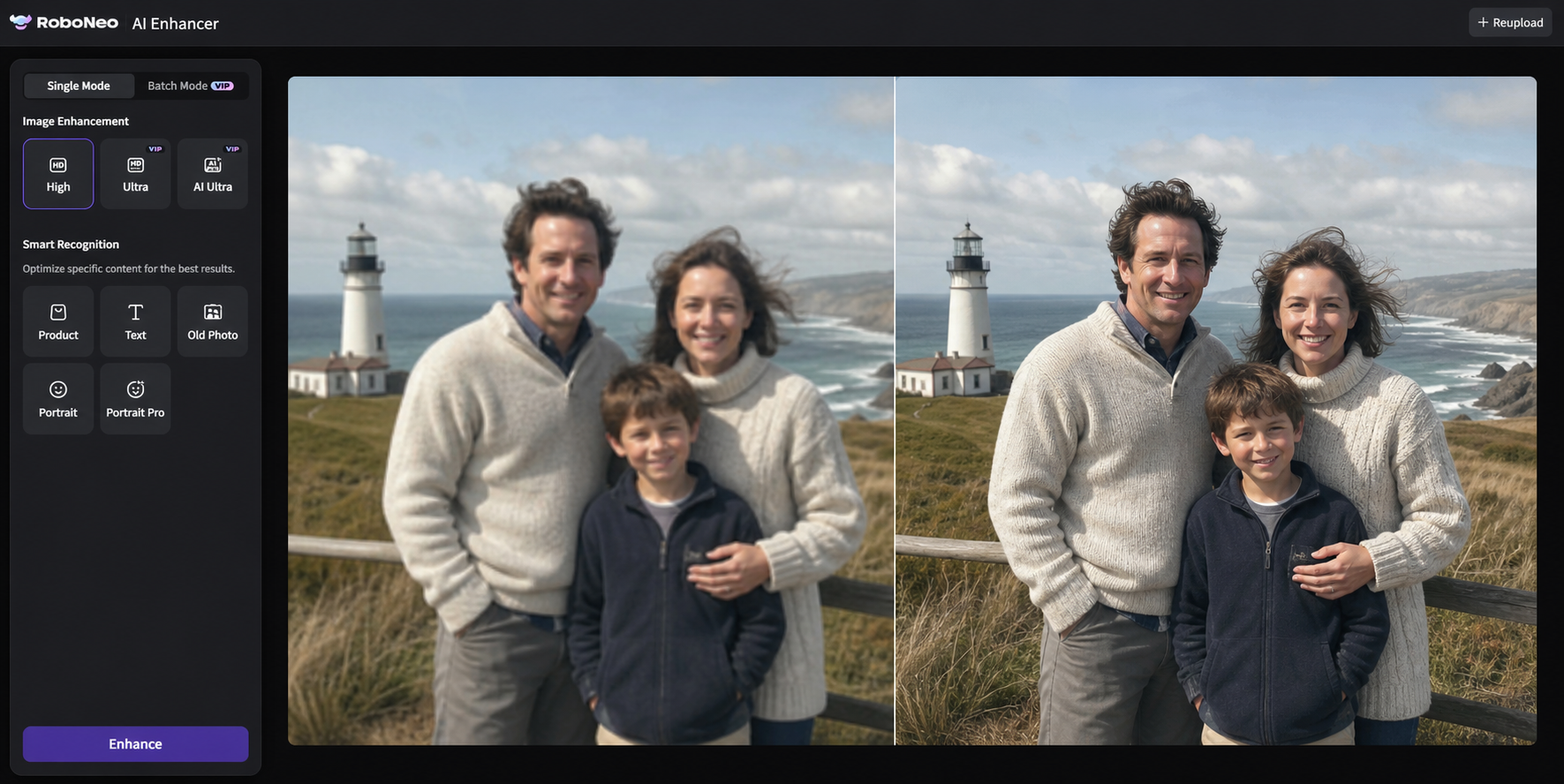 RoboNeo AI Video Enhancer vacation clip