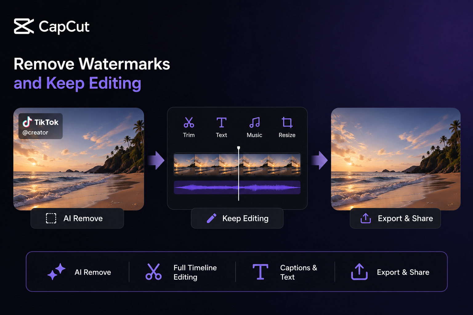 CapCut AI video watermark remover