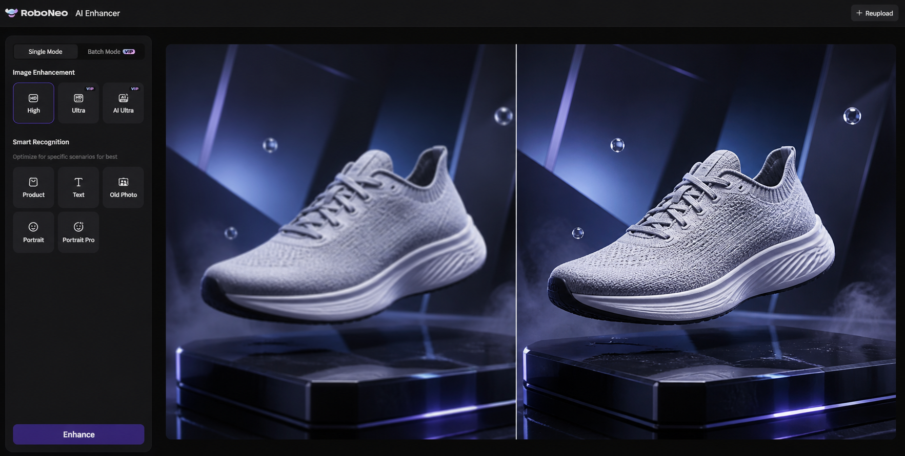 RoboNeo AI Enhancer product video clarity