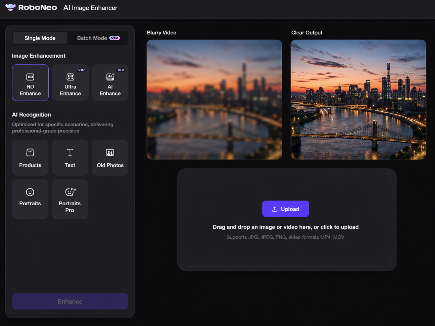 RoboNeo AI Image Enhancer for Blurry Video