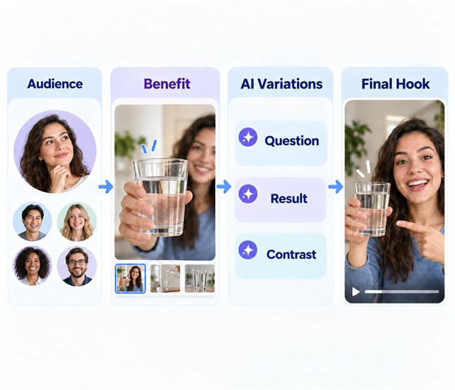 AI workflow for writing video hooks