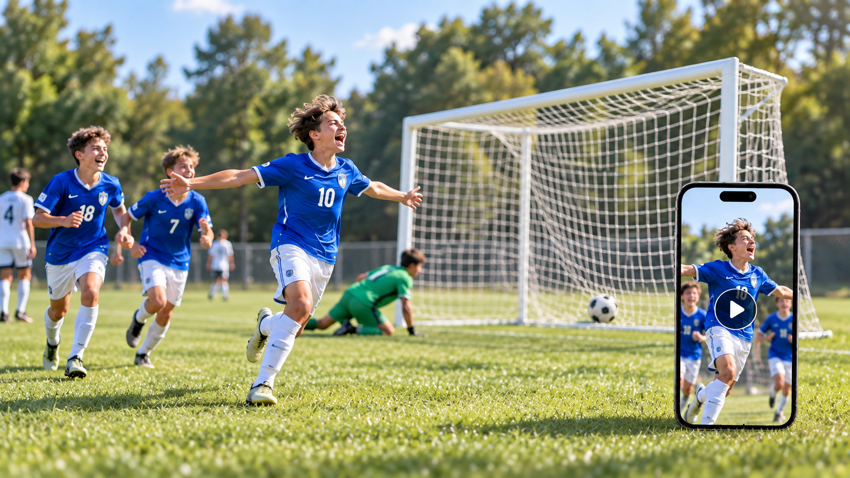 AI soccer highlight video for vertical reels