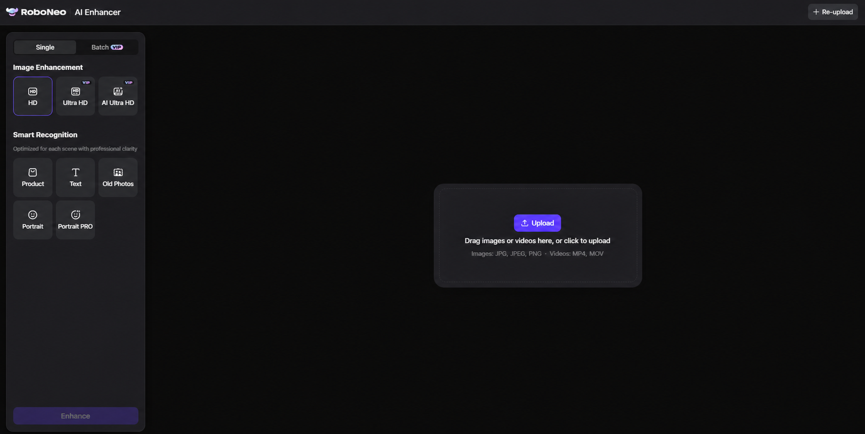 RoboNeo AI Enhancer interface RoboNeo AI Enhancer interface