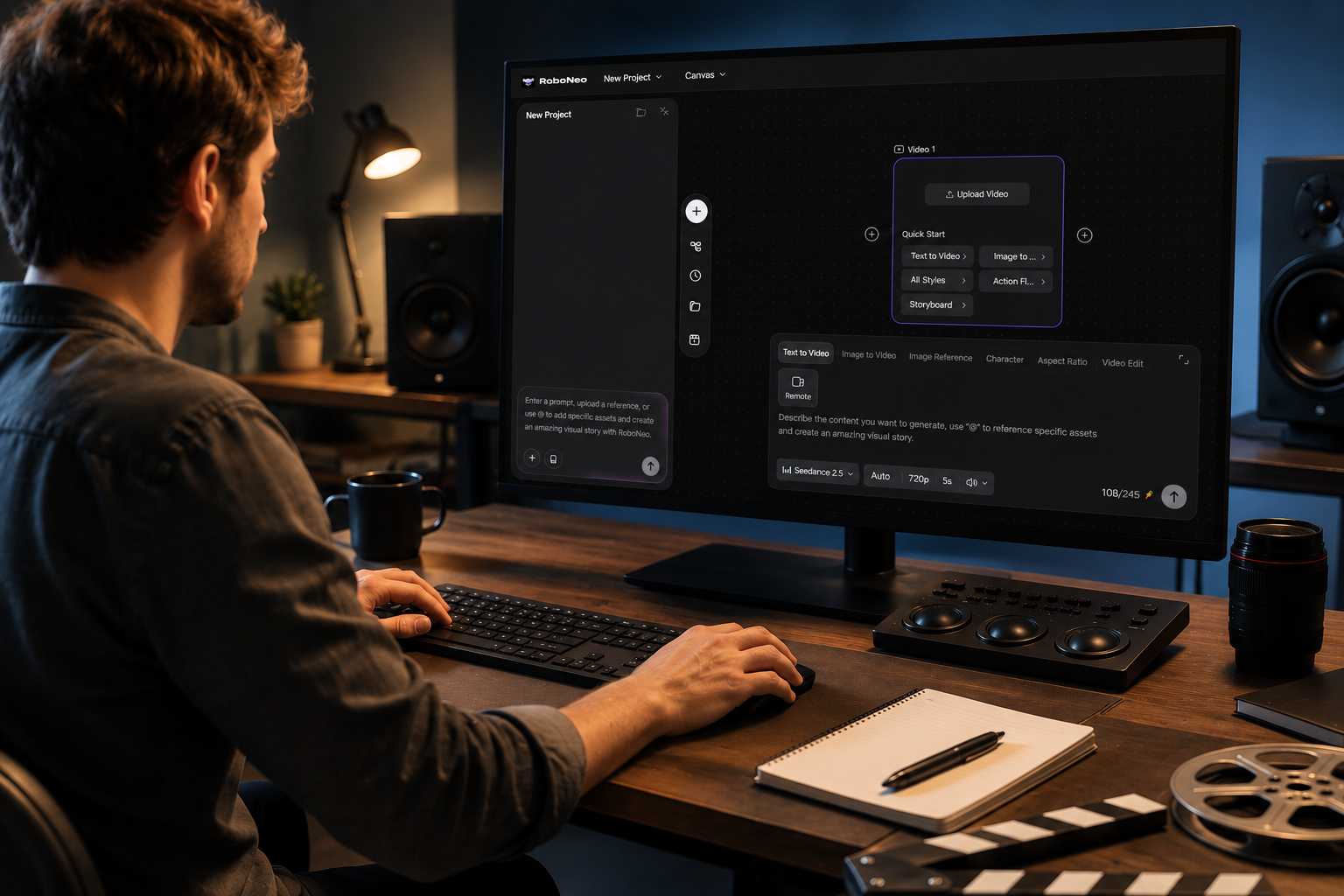 RoboNeo AI Video Generator workspace RoboNeo AI Video Generator workspace