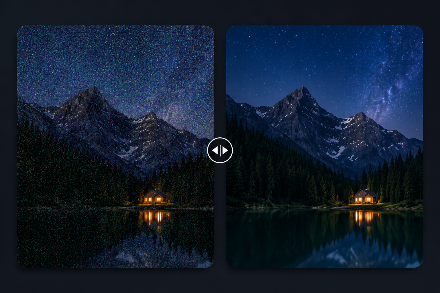 Photo noise reduction before and after