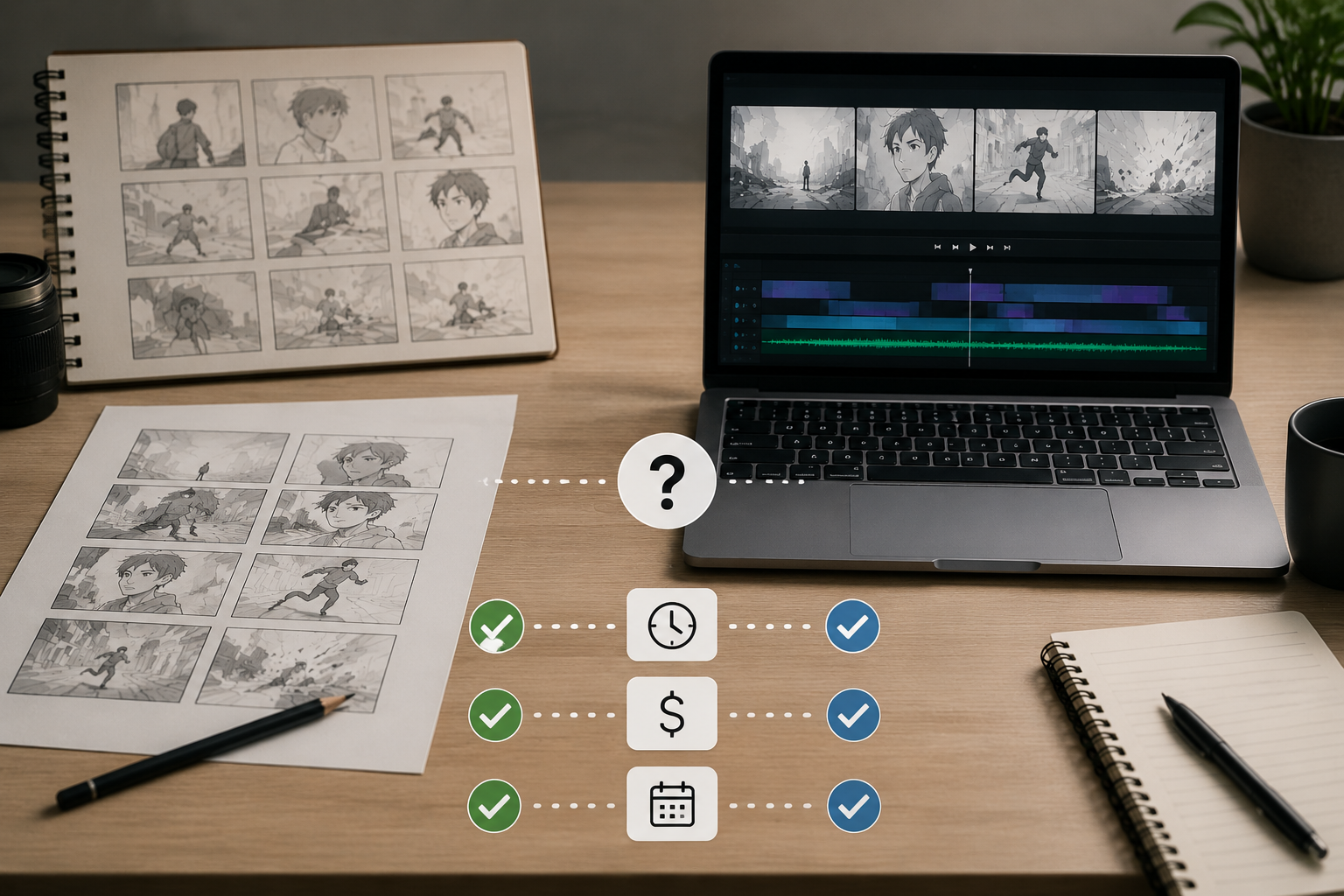 AI video generator storyboard editing workspace