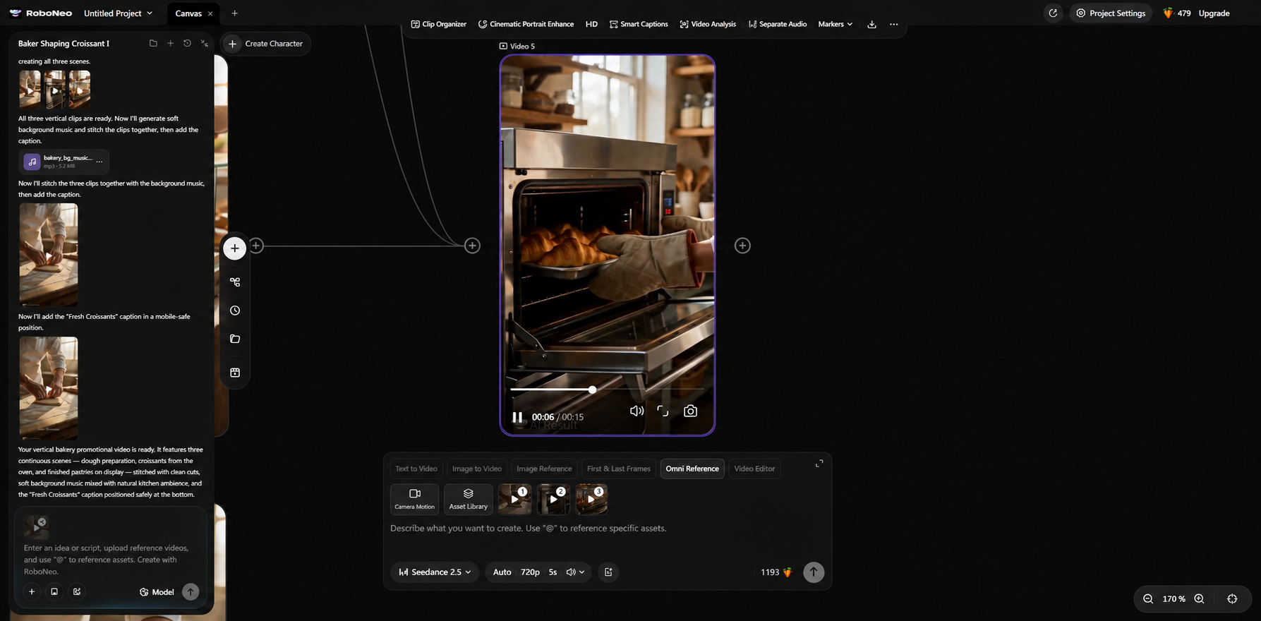 RoboNeo AI bakery video editor interface RoboNeo AI bakery video editor interface