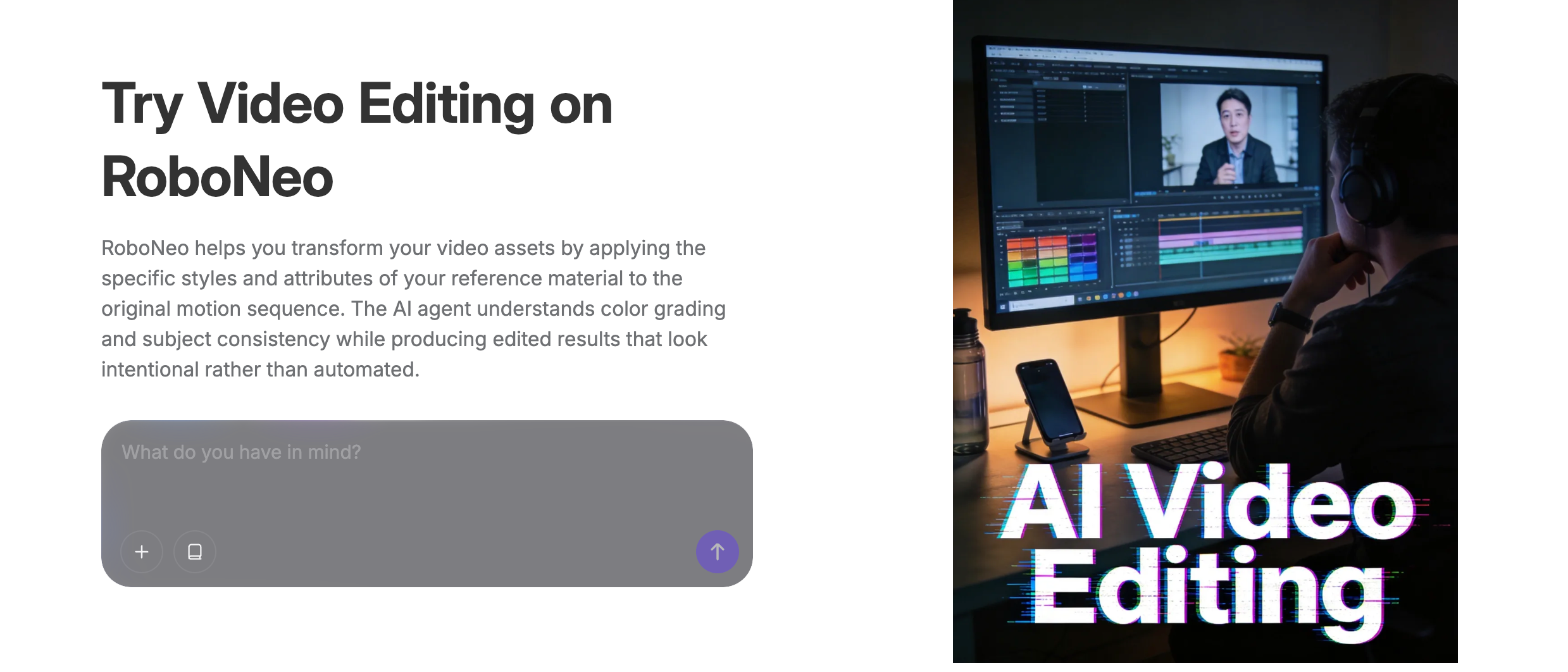 RoboNeo AI video editing for video overlays RoboNeo AI video editing for video overlays