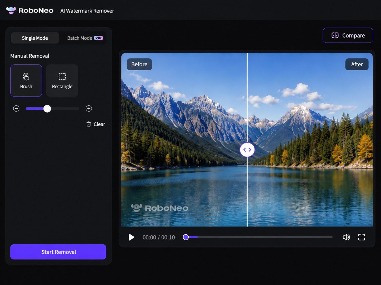 RoboNeo AI video watermark remover preview