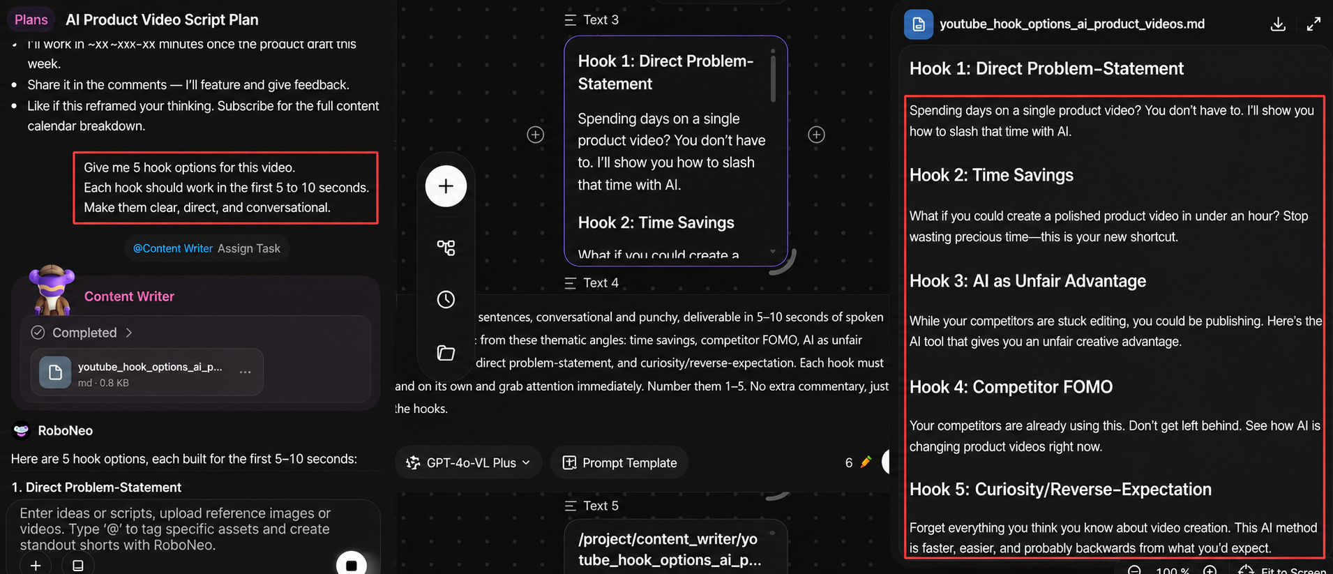 RoboNeo AI Product Video Hook Generator