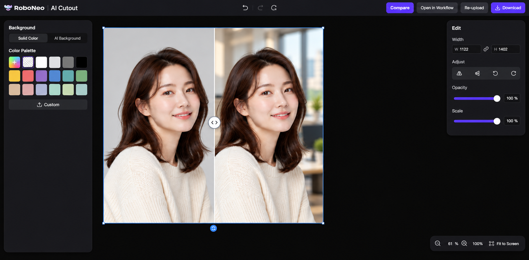 RoboNeo AI background comparison