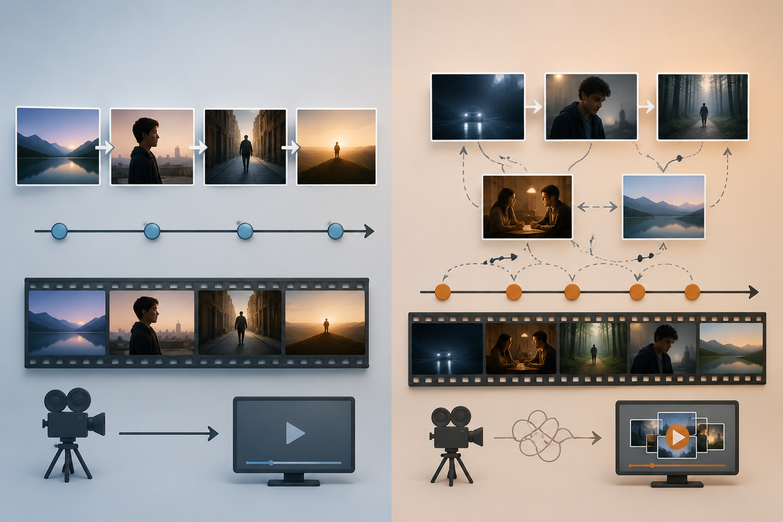 Linear and nonlinear storytelling comparison Linear and nonlinear storytelling comparison