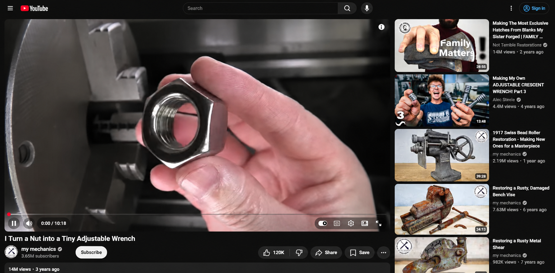 YouTube DIY mini wrench video tutorial