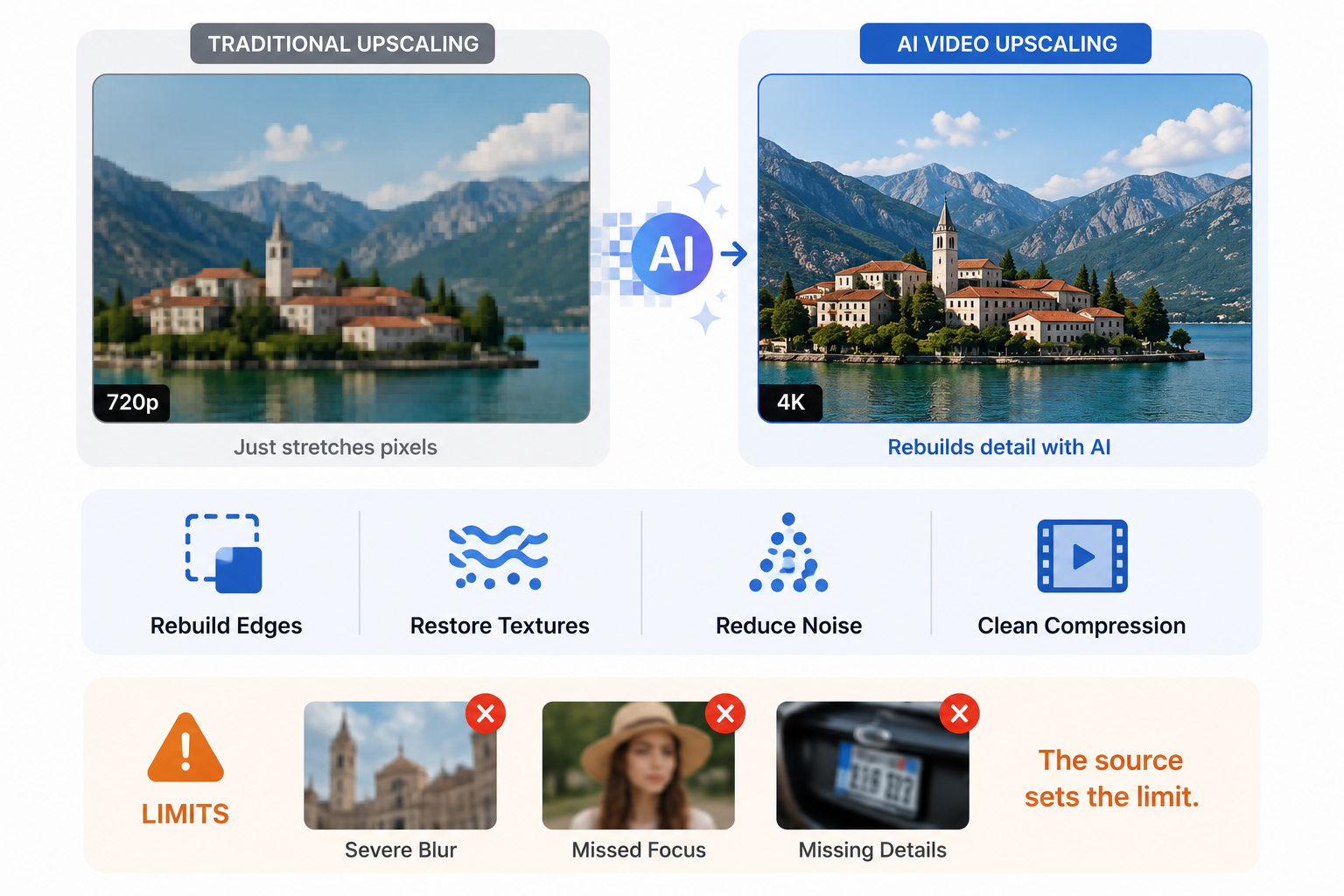 AI upscales 720p video to clearer 4K quality