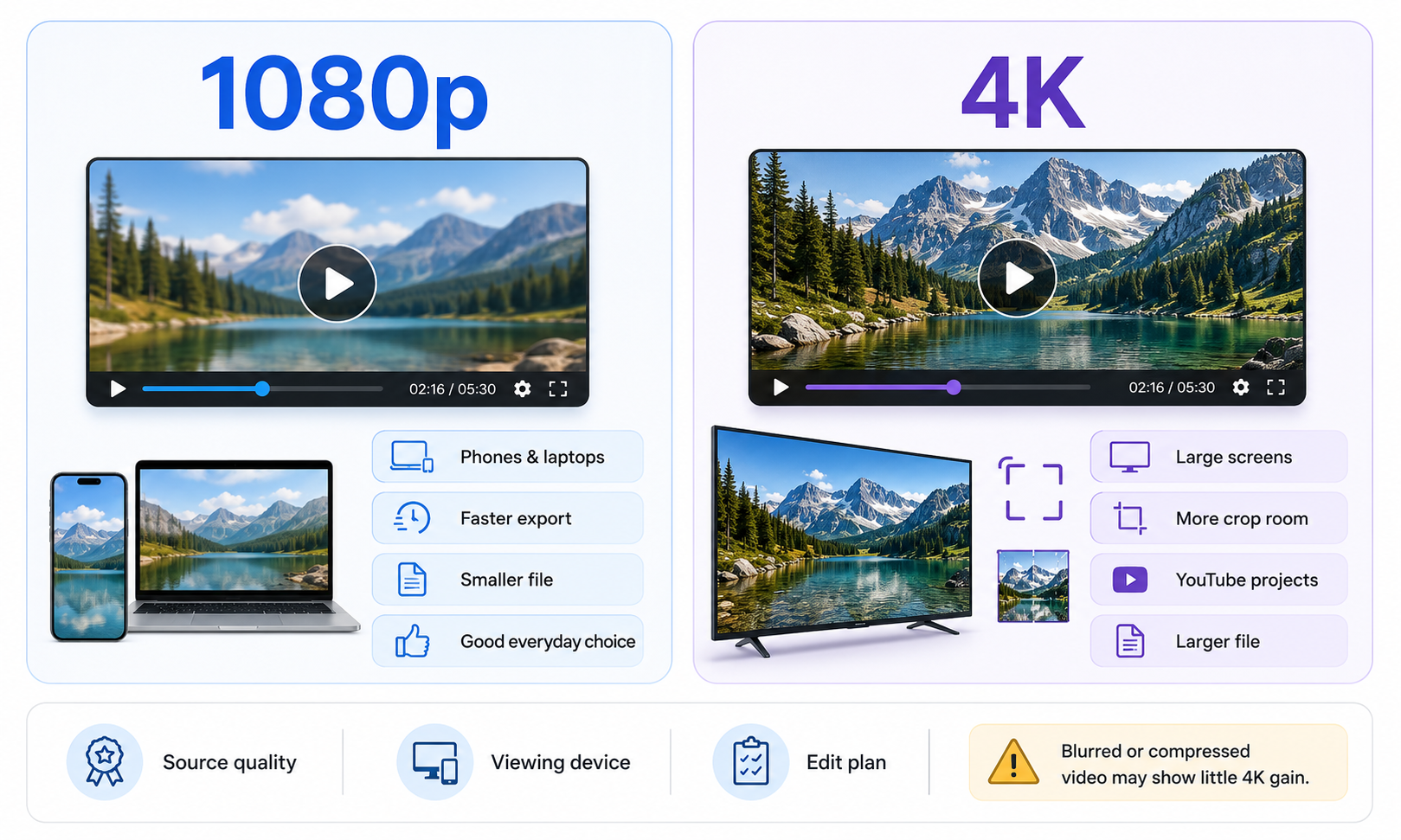 1080p vs 4K video upscaling comparison