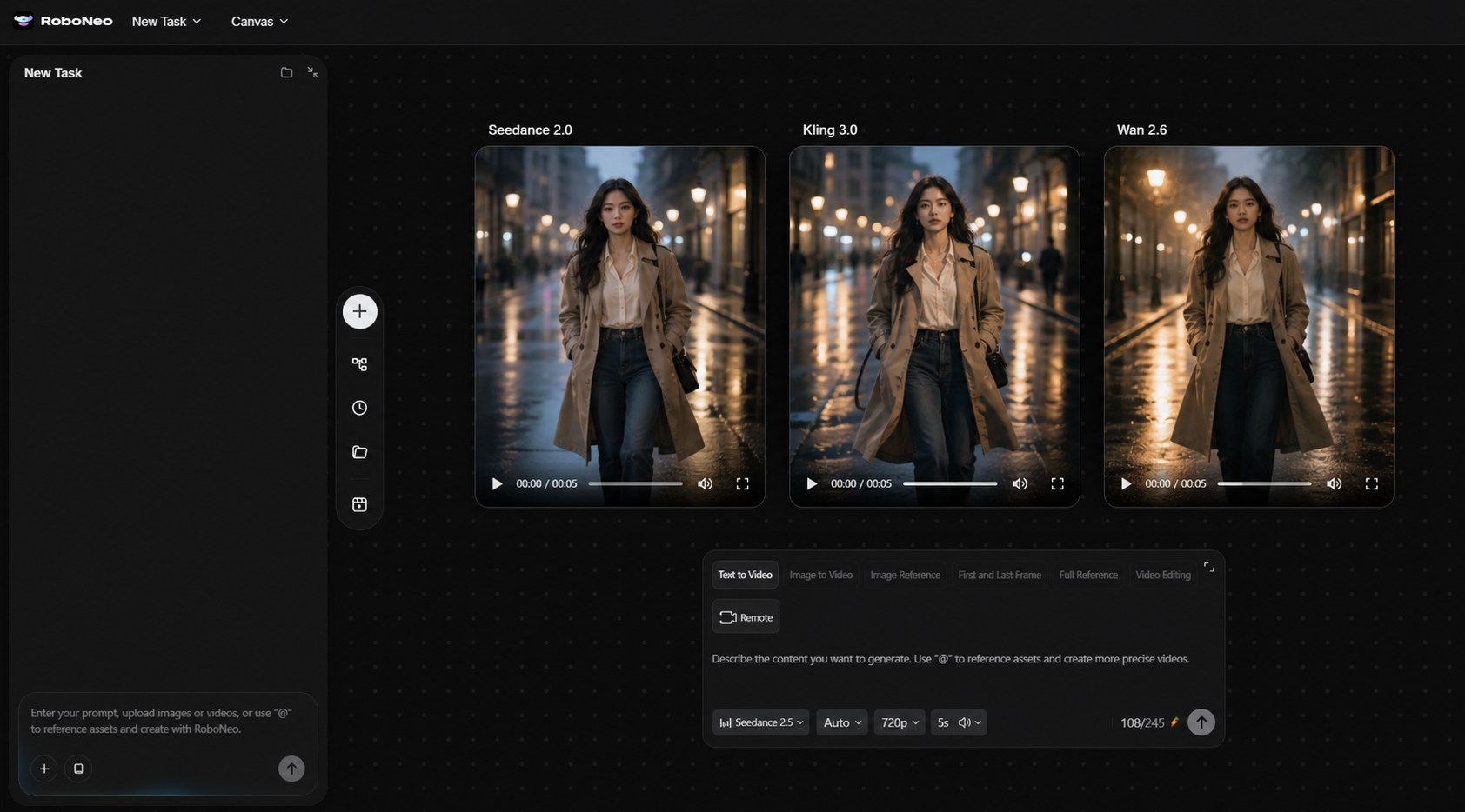 RoboNeo AI video model draft comparison