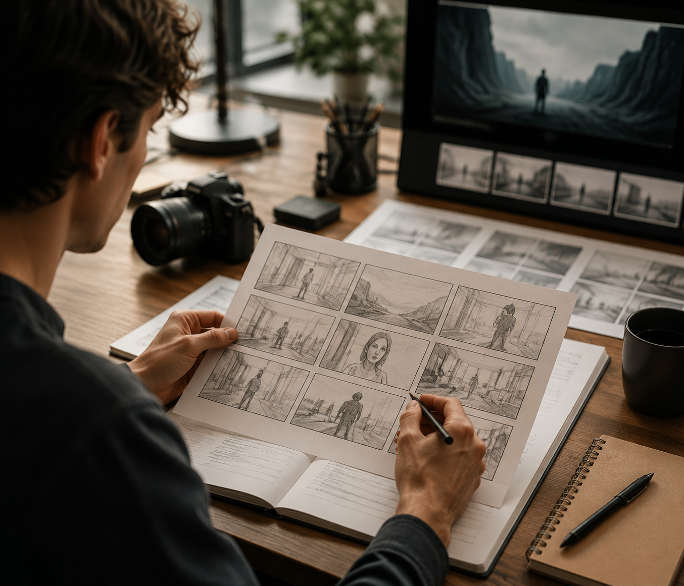 Film storyboard creation workspace