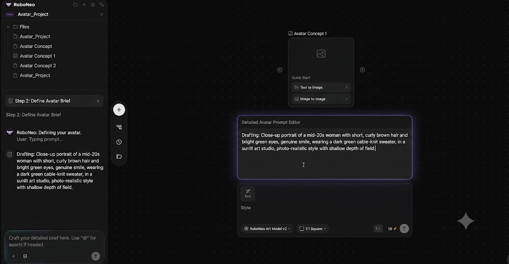 RoboNeo AI avatar prompt generator