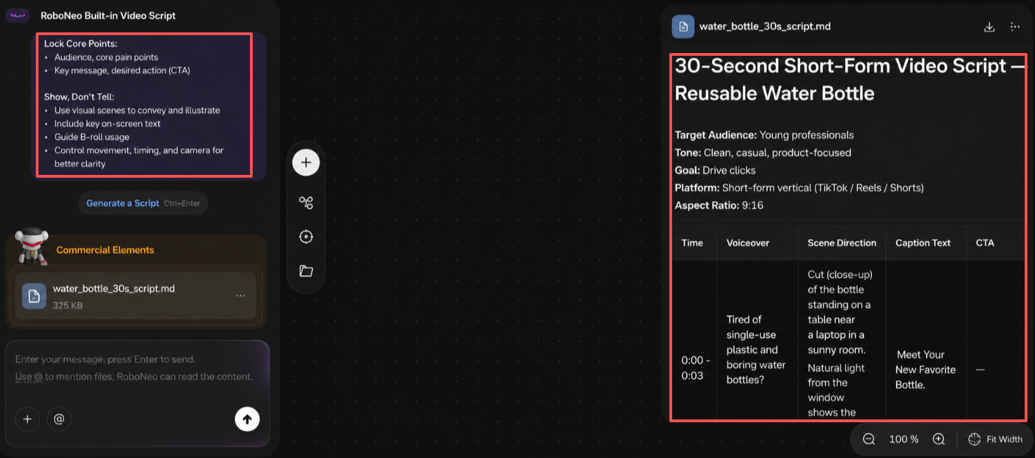 RoboNeo Built-in AI Video Script Generator