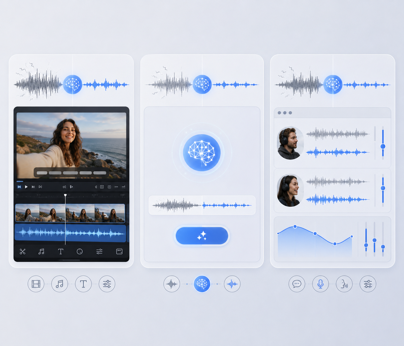 AI audio editing and noise removal interface