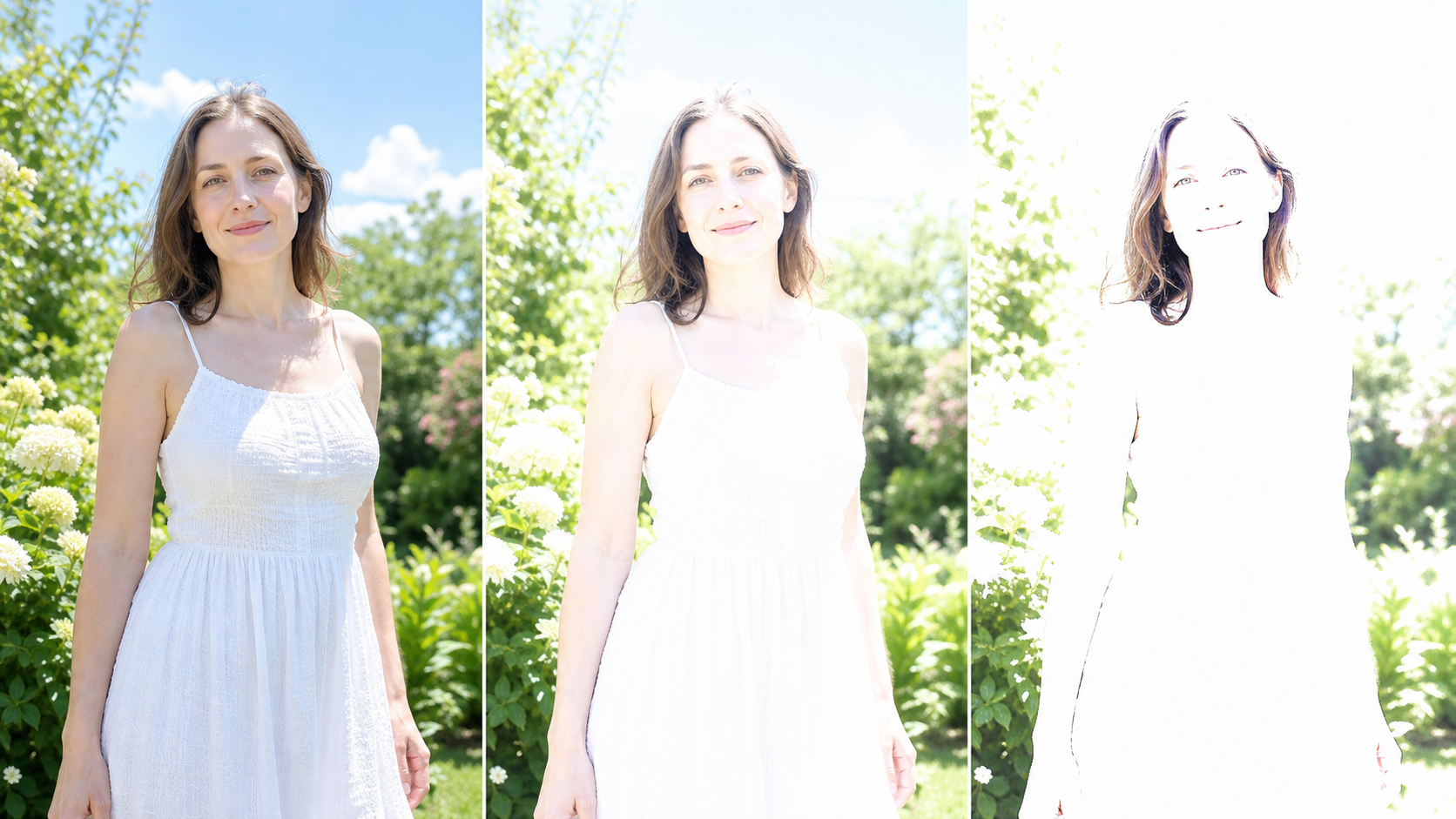 Mild moderate and severe photo overexposure