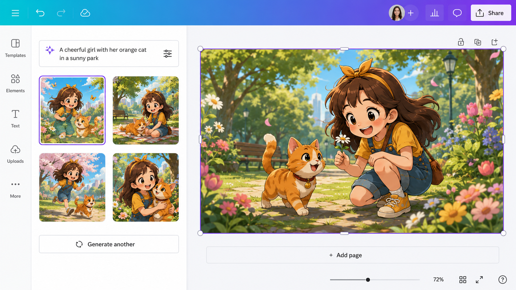 Canva AI cartoon image generator