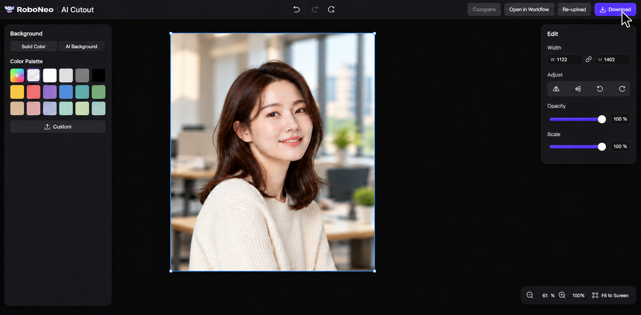 RoboNeo AI background comparison