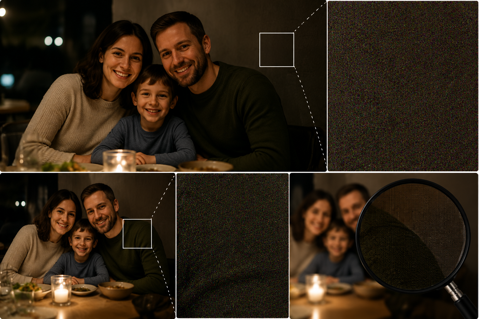 Photographic noise in low light photos