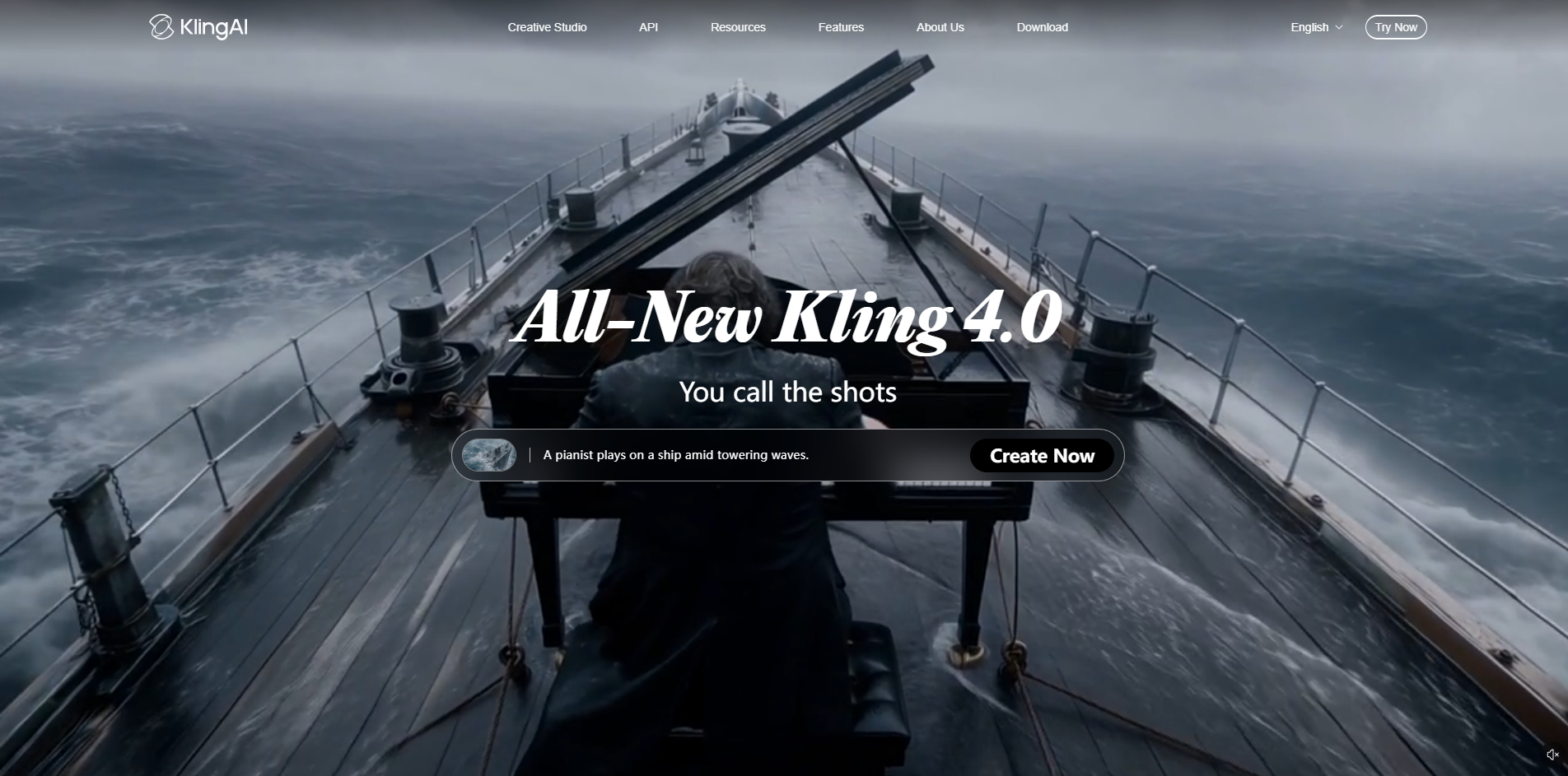 Kling AI Kling 4.0 AI video generator homepage