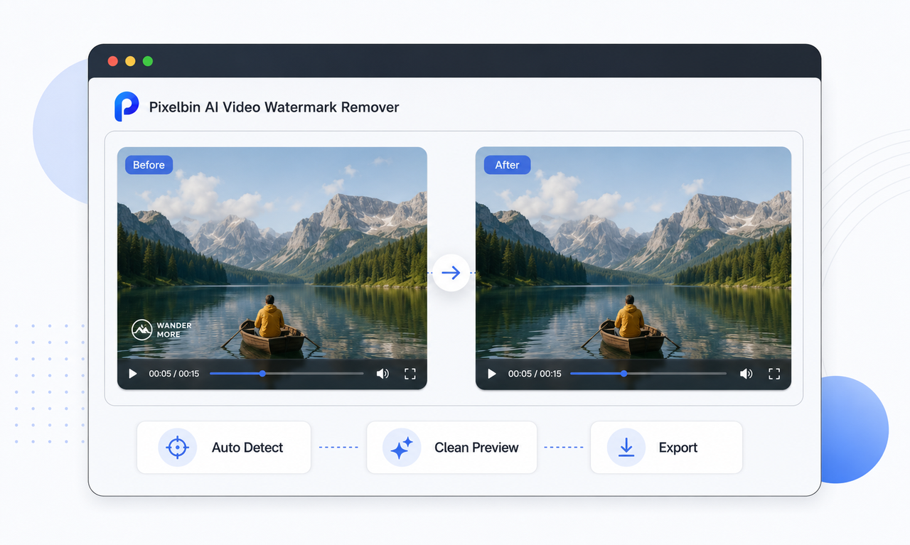 Pixelbin AI removes a watermark from a video