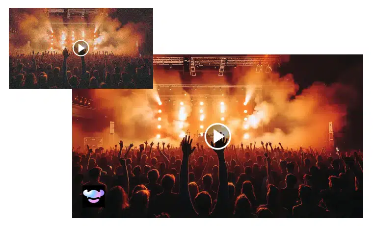 Enhanced concert video after RoboNeo AI denoising, with clearer details and balanced lighting.