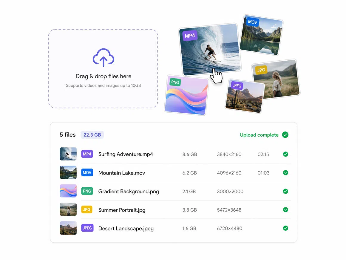 Batch image and video file upload