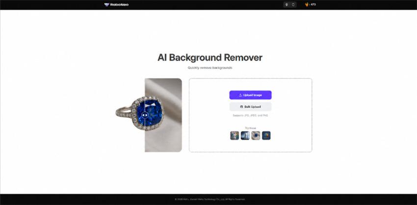 RoboNeo AI background remover for product photos