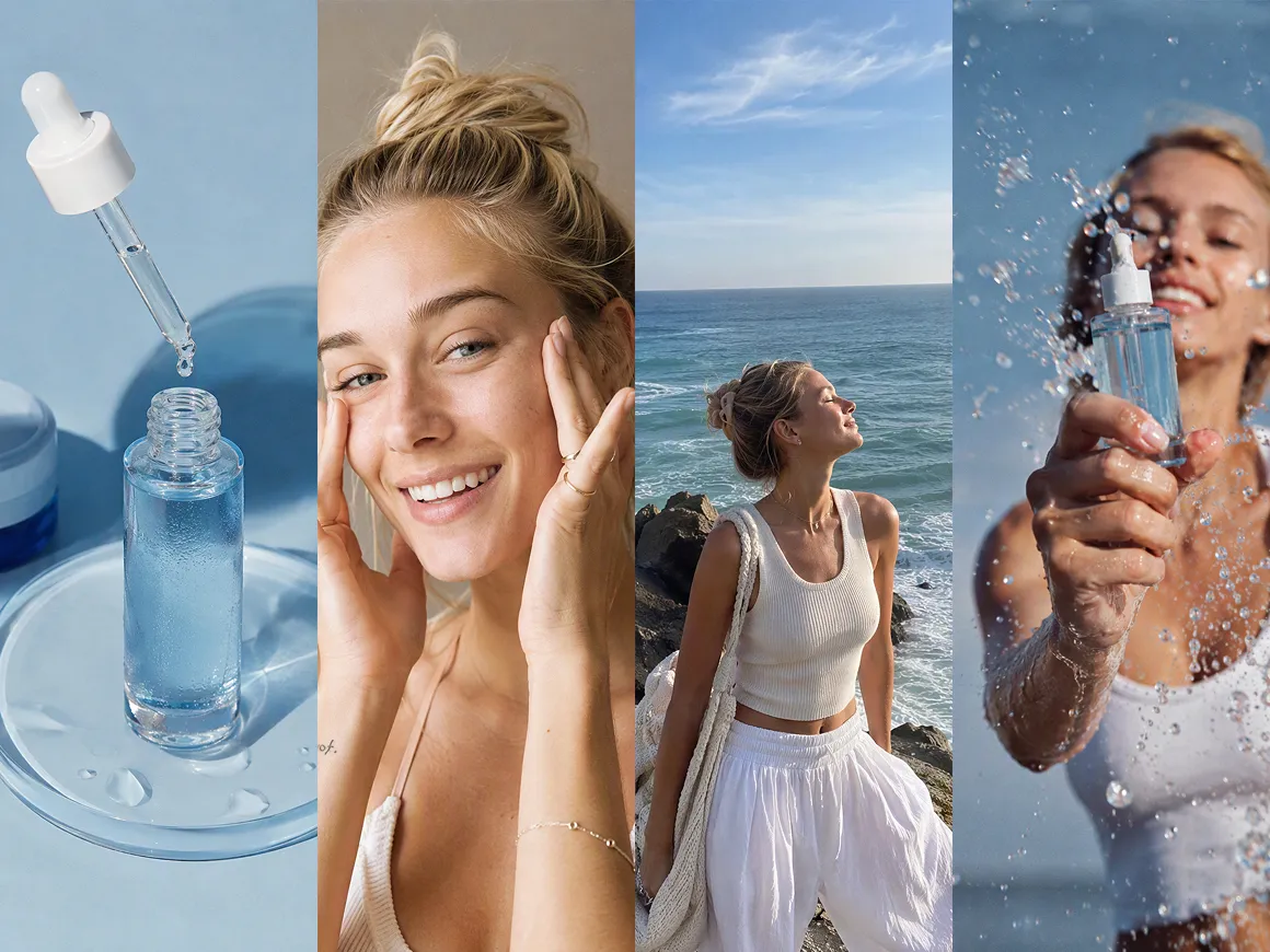 RoboNeo AI image generator hydrating serum ad
