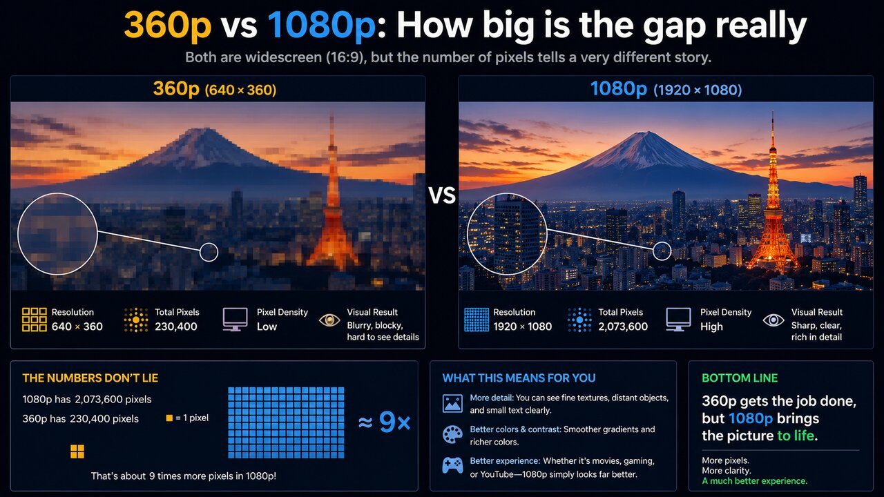 360p Monitor 360p to 1080p: How to Convert Video and What to Expect | Wink