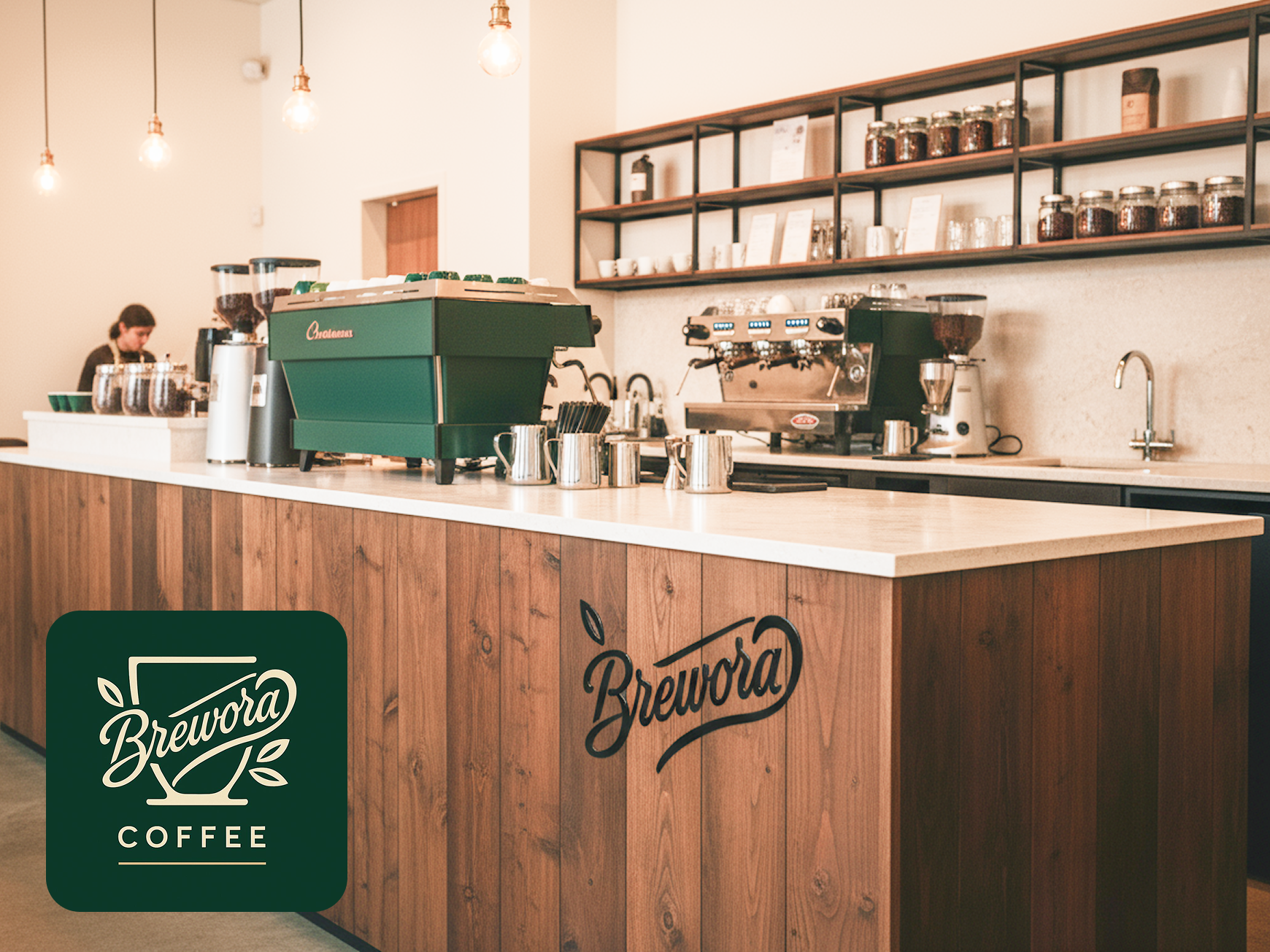 Soft vintage-style storefront branding created with X-Design, featuring retro typography and warm color palette across physical store assets.