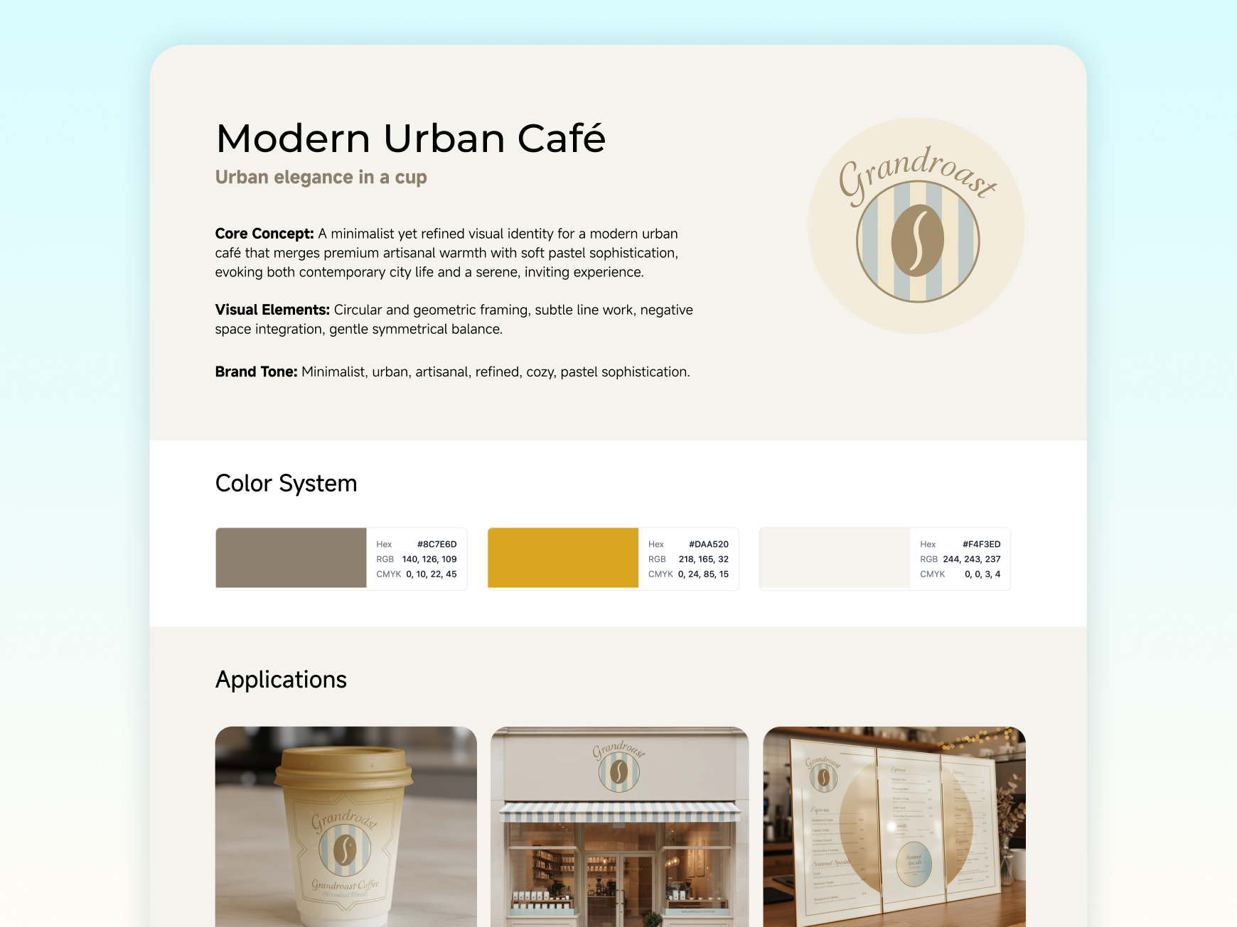 Brand guidelines created with X-Design, showing logo usage, typography, color palette, and visual rules.